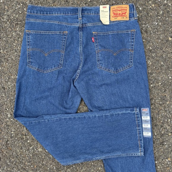 Levi's 514 Straight Stretch Dark Wash Men's Jeans Regular Fit 36x30 NWT $69.50 - Picture 1 of 4